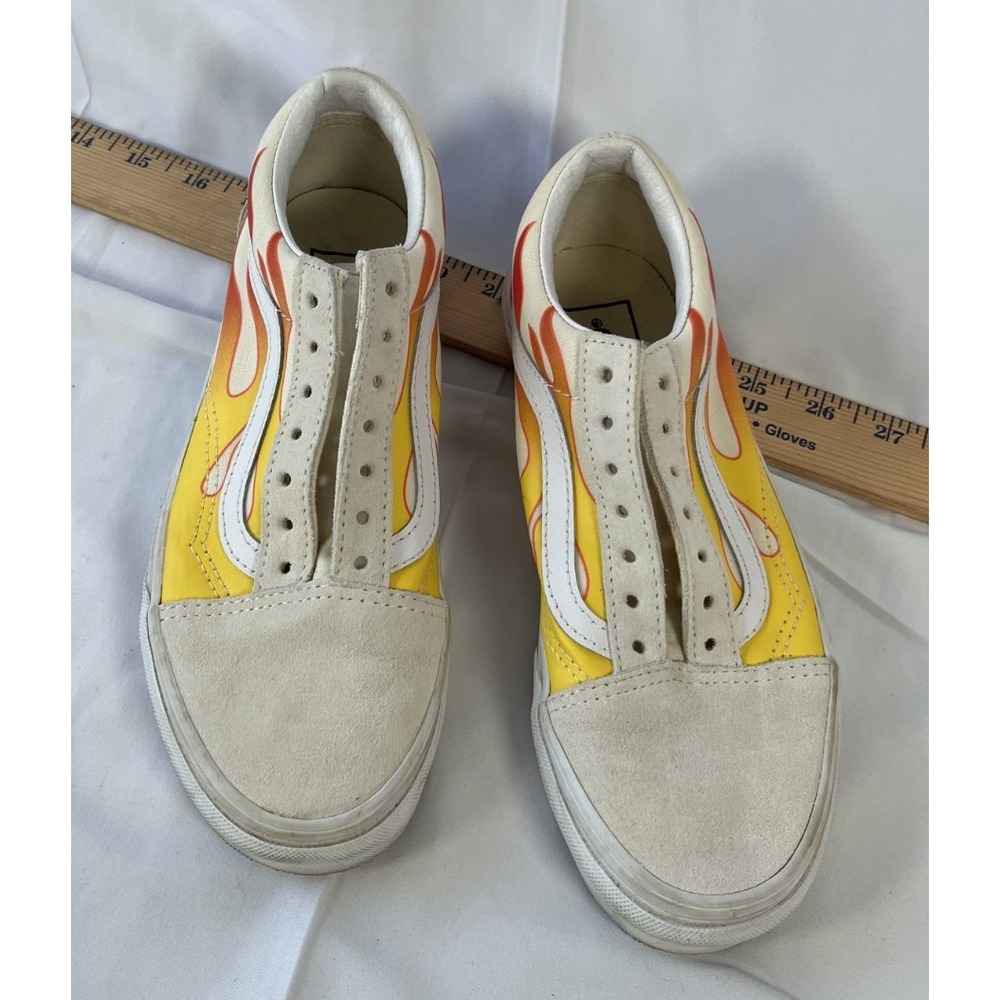 Vans Old Skool Low White‎ Suede Orange Flame Men's Size 4.5/Women's 6